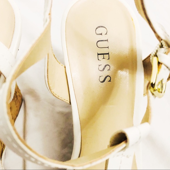 Guess White and Cream Wedge Heels with Bow Size 10 - Picture 4 of 7